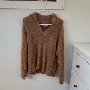 Frank & Oak Cozy Brown V-Neck Sweater